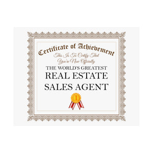World's Greatest Real Estate Sales Agent - 14 in x 11 in Matte Poster