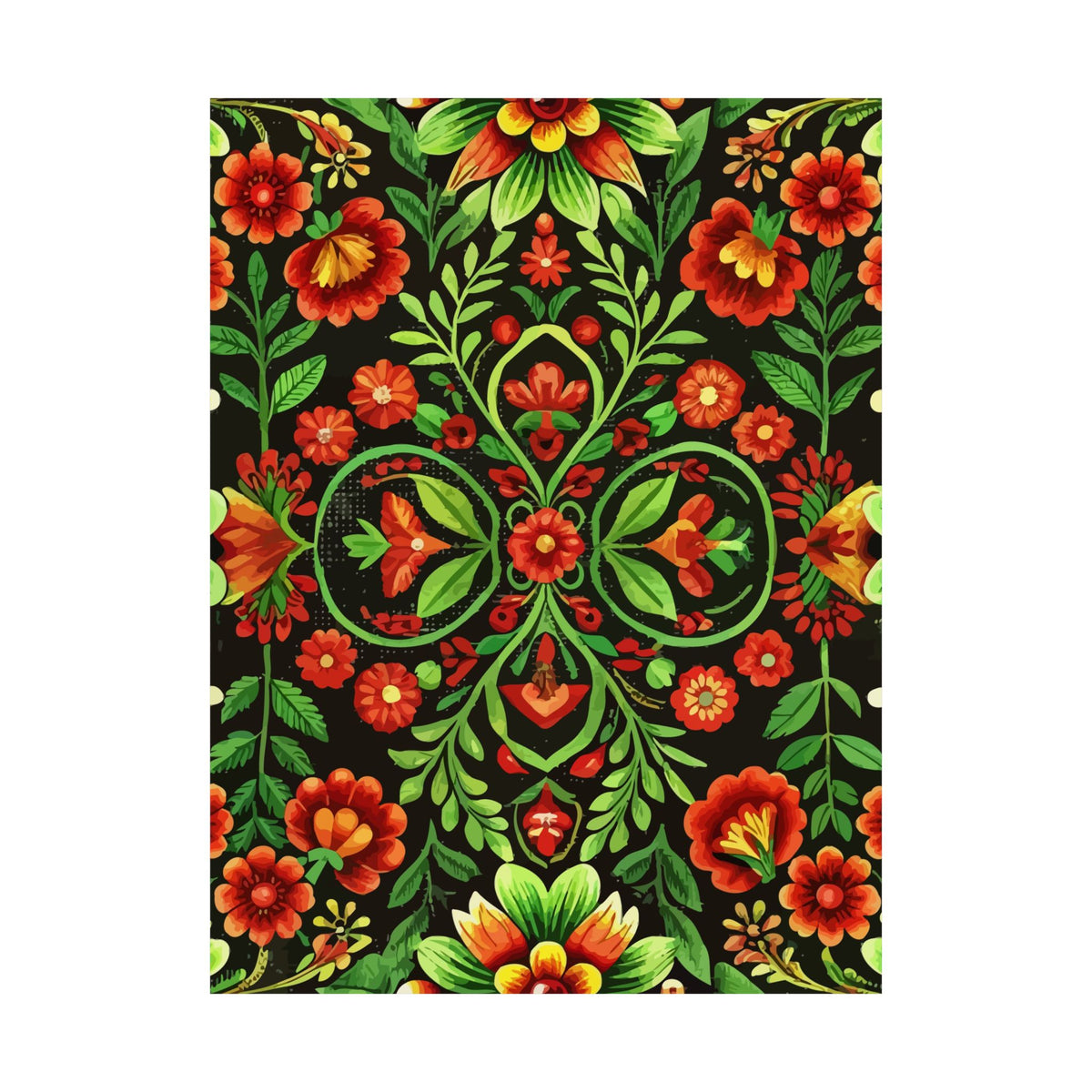 Folk Floral Pattern, Hungarian Inspired 04 - 18 in x 24 in Matte Poster