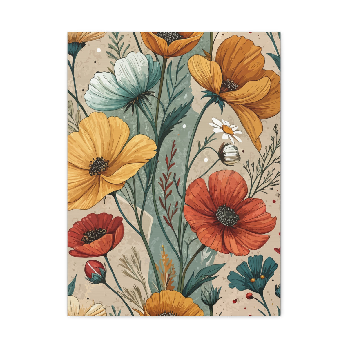 Wildflowers Pattern 032 - 18 in x 24 in Matte Canvas, Stretched, 1.25 in