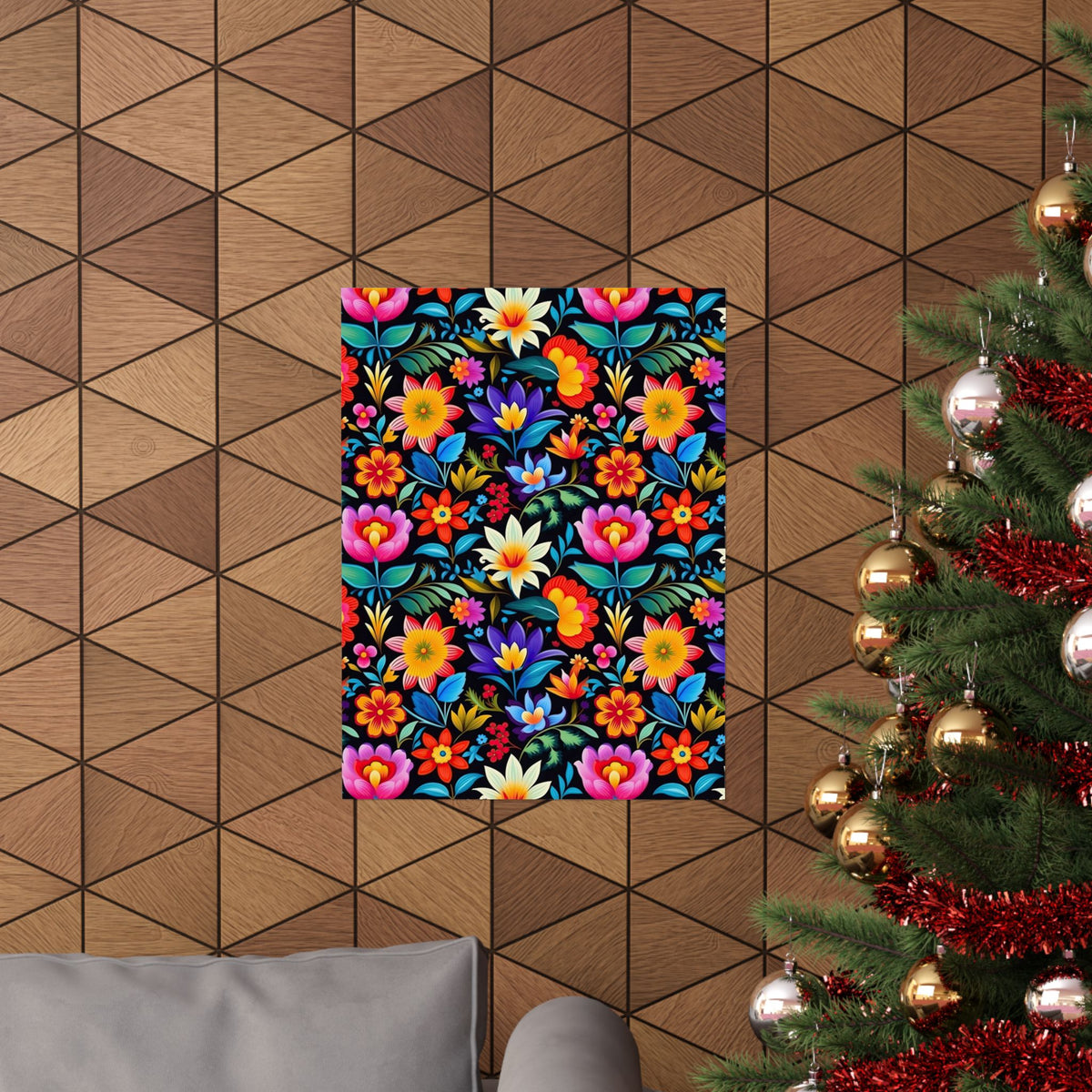 Mexican Floral Fiesta Pattern 036 - 18 in x 24 in Matte Poster