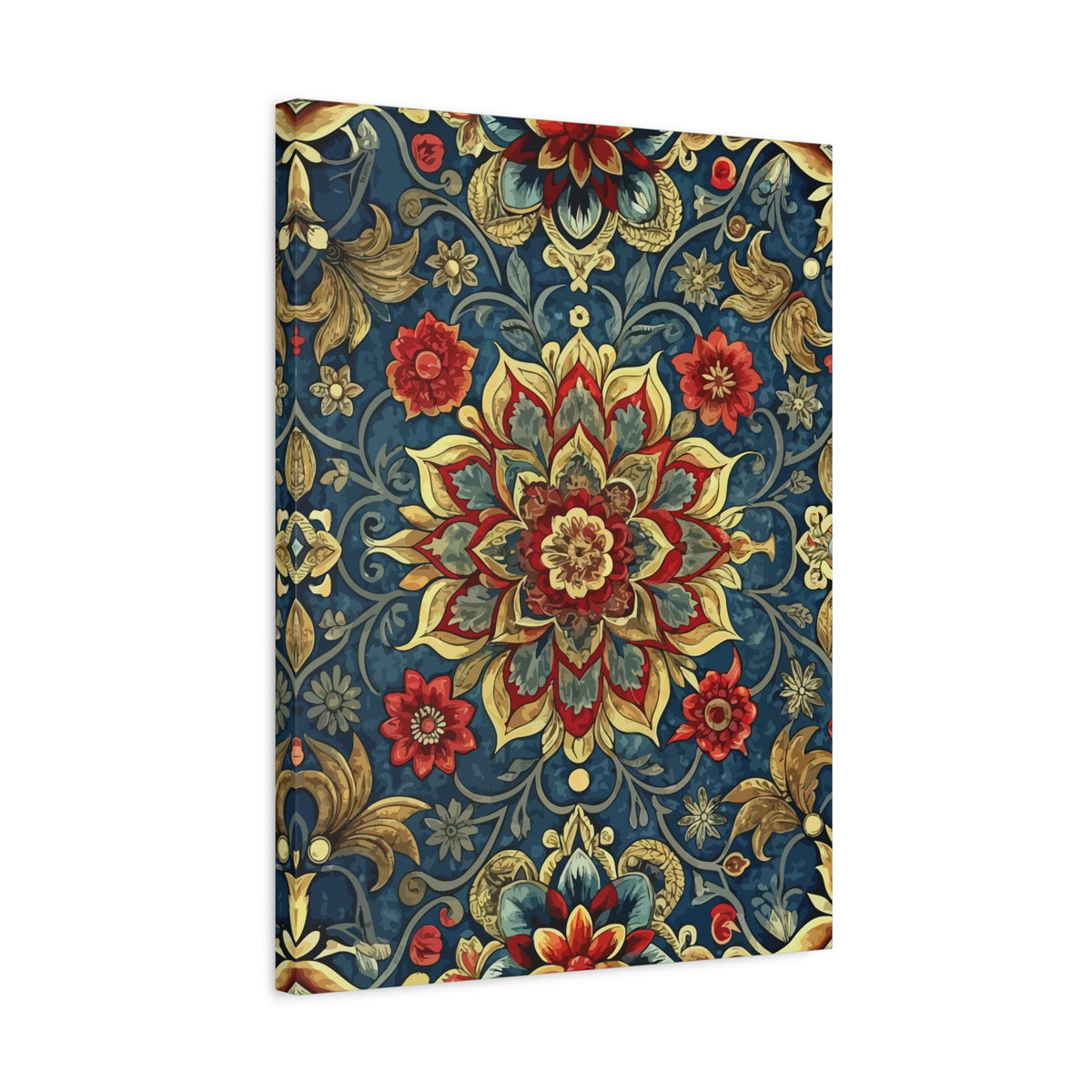 Folk Floral Pattern, Iranian Inspired 01 - 18 in x 24 in Matte Canvas, Stretched, 1.25 in
