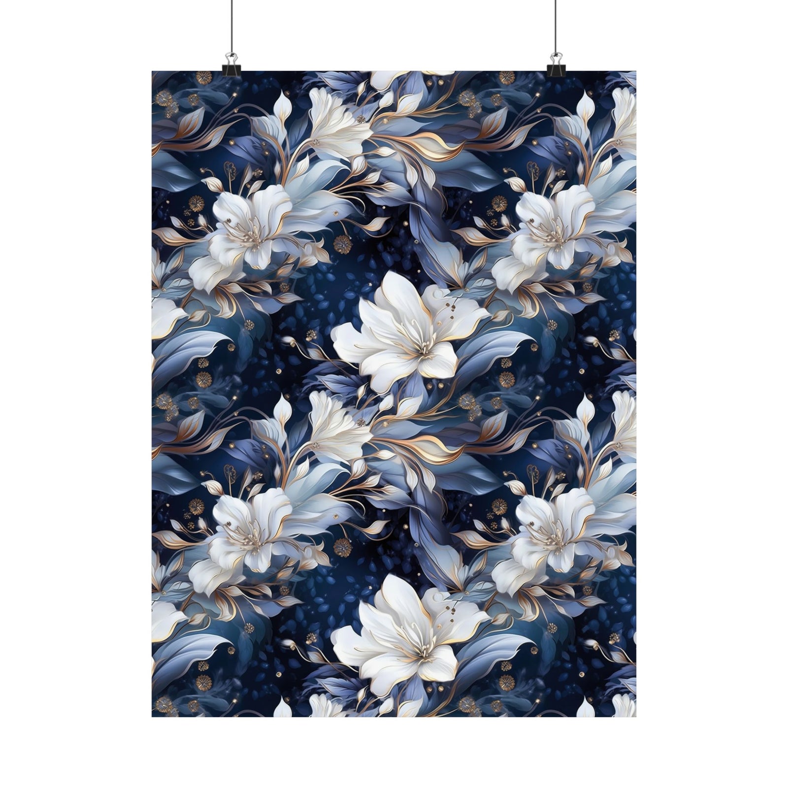 Nocturnal Bloom Pattern 005 - 18 in x 24 in Matte Poster