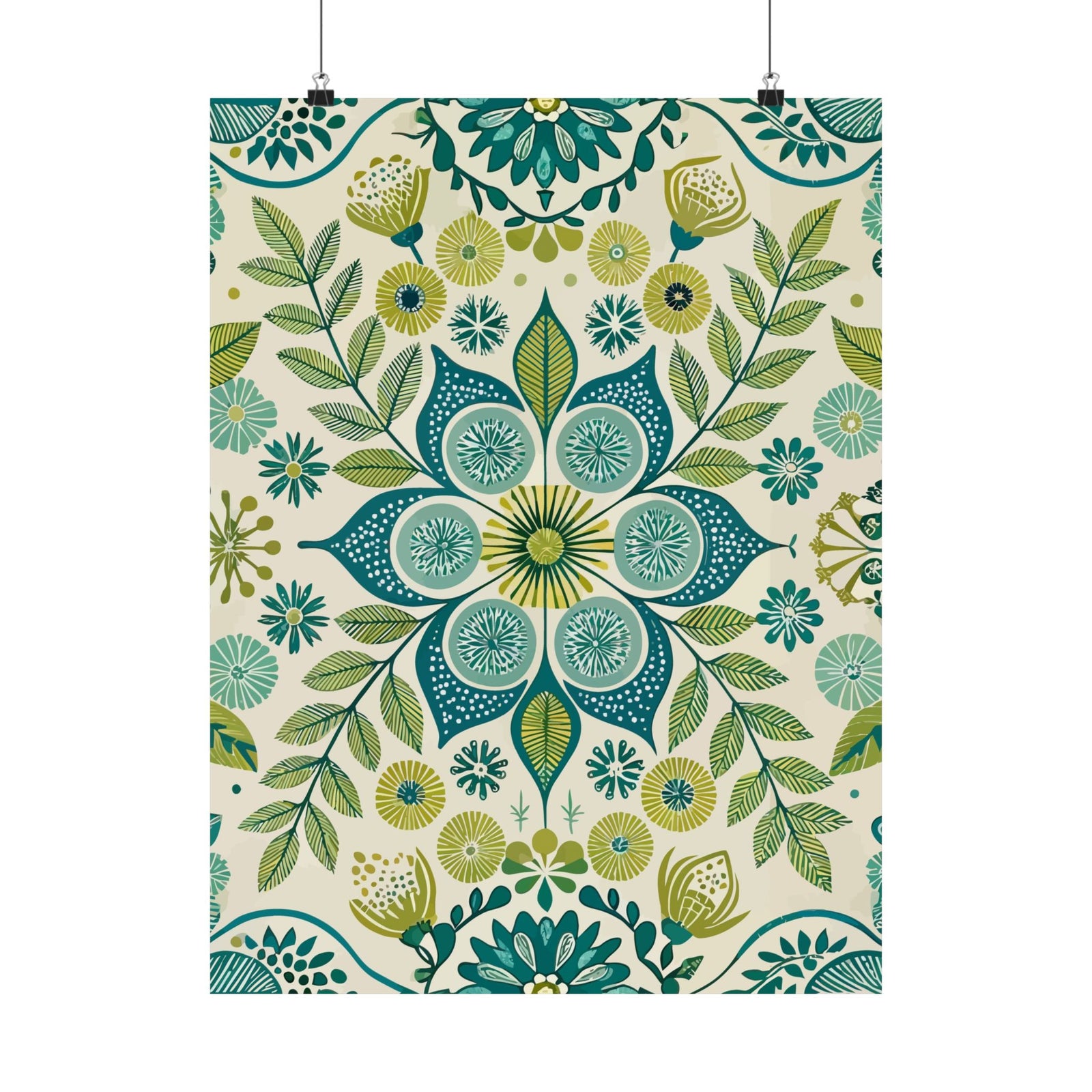Folk Floral Pattern, Scandinavian Inspired 08 - 18 in x 24 in Matte Poster