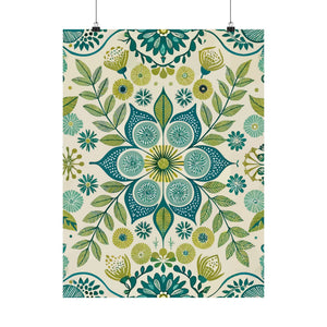 Folk Floral Pattern, Scandinavian Inspired 08 - 18 in x 24 in Matte Poster