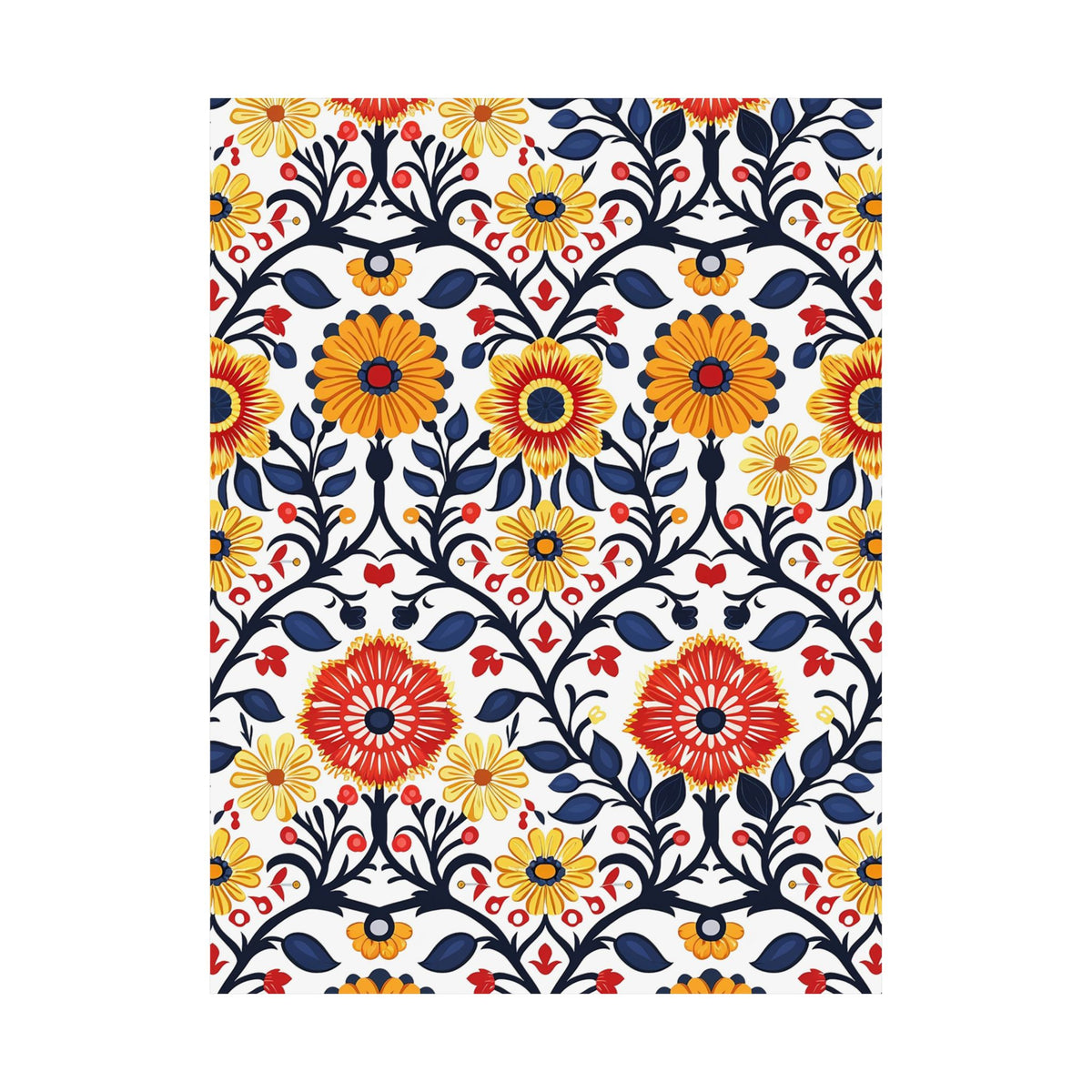 Mexican Floral Fiesta Pattern 043 - 18 in x 24 in Matte Poster