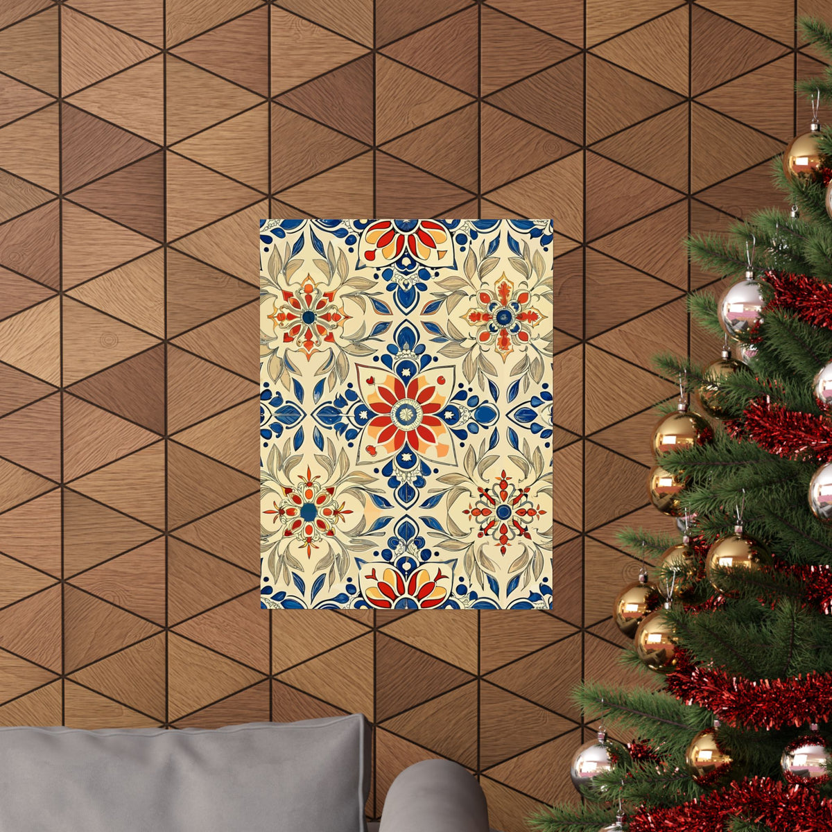 Folk Floral Pattern, Moroccan Inspired 07 - 18 in x 24 in Matte Poster
