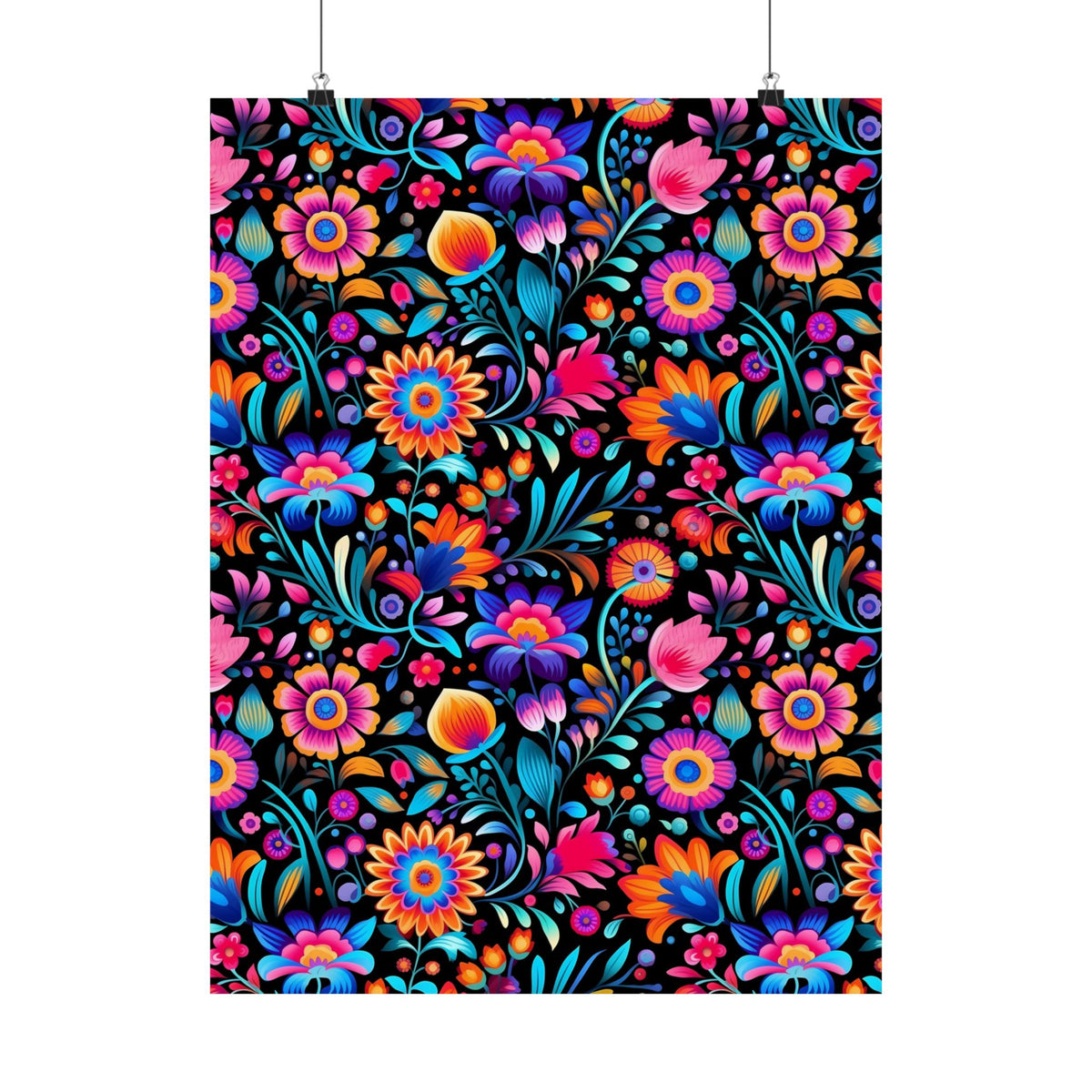Mexican Floral Fiesta Pattern 057 - 18 in x 24 in Matte Poster