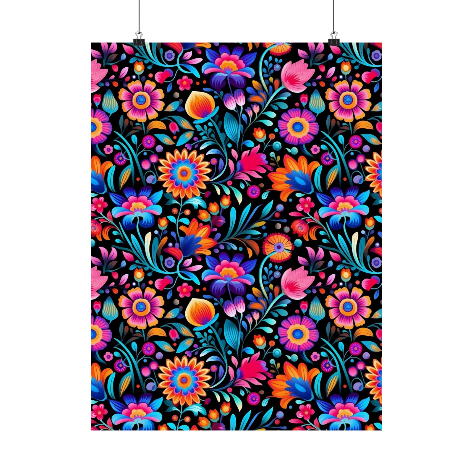 Mexican Floral Fiesta Pattern 057 - 18 in x 24 in Matte Poster