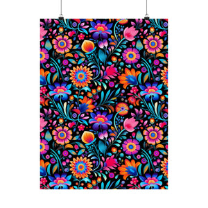 Mexican Floral Fiesta Pattern 057 - 18 in x 24 in Matte Poster