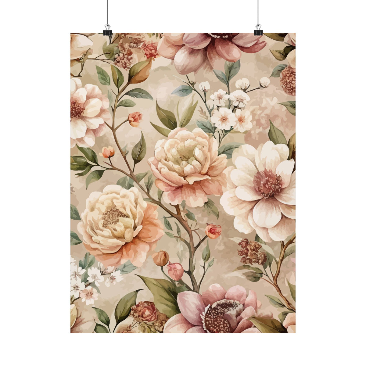 Folk Floral Pattern, Japanese Inspired 03 - 18 in x 24 in Matte Poster