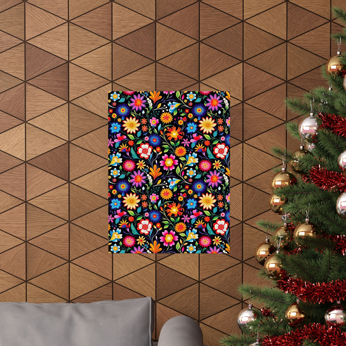 Mexican Floral Fiesta Pattern 028 - 18 in x 24 in Matte Poster