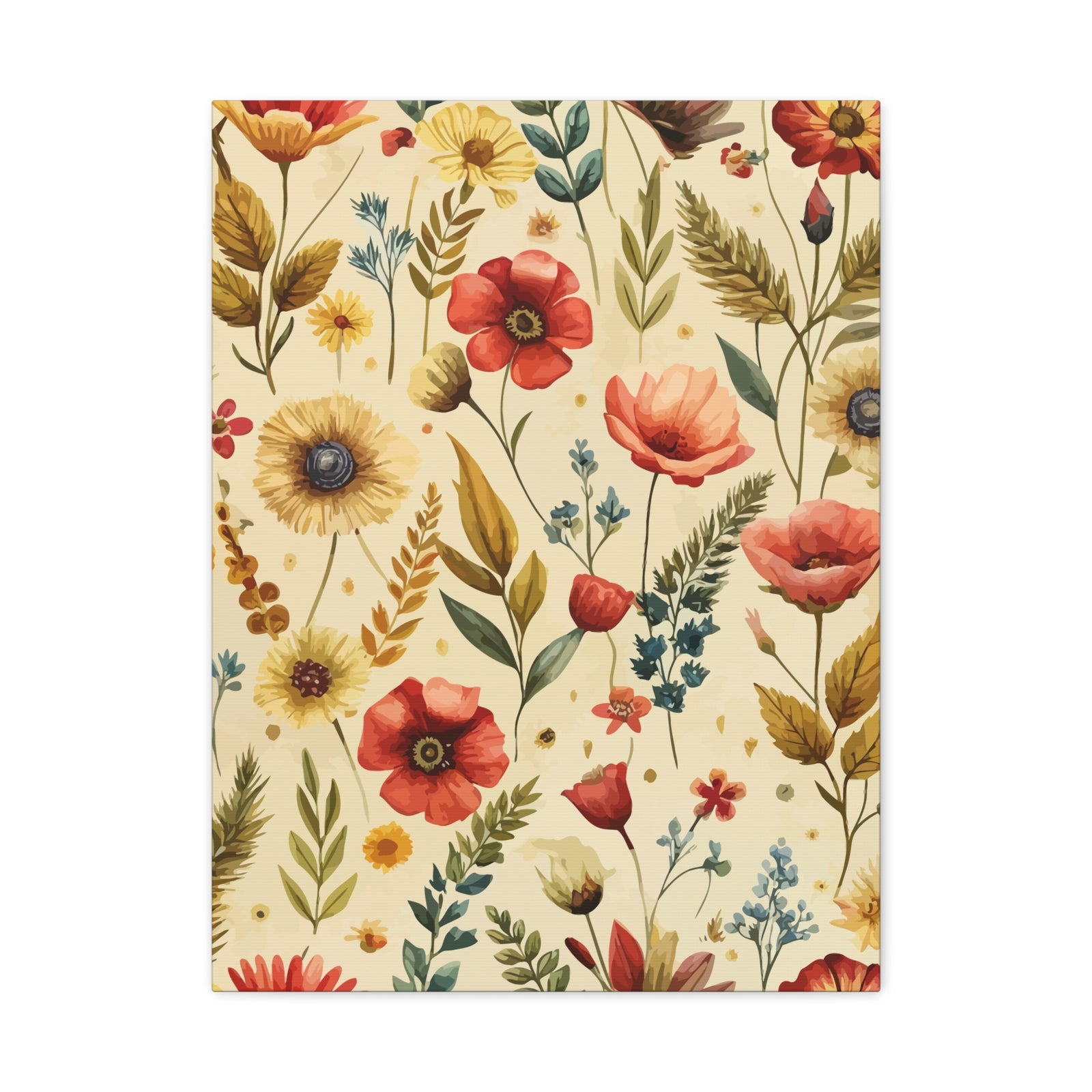 Folk Floral Pattern, Czech Inspired 02 - 18 in x 24 in Matte Canvas, Stretched, 1.25 in
