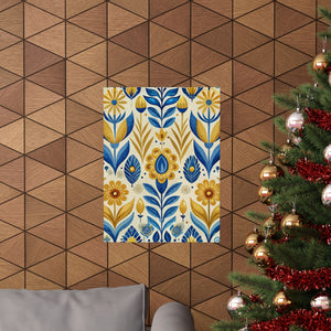 Folk Floral Pattern, Scandinavian Inspired 04 - 18 in x 24 in Matte Poster