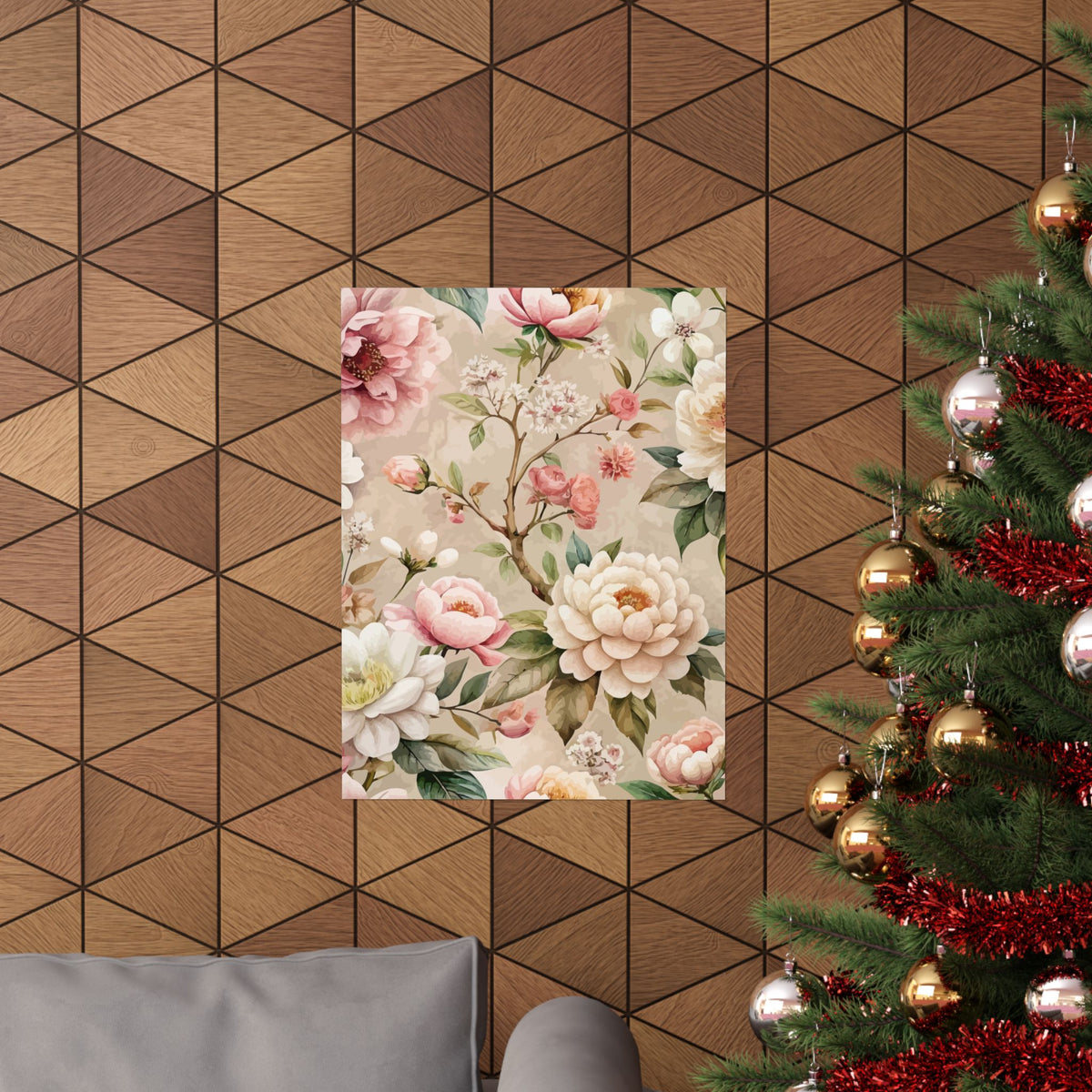 Folk Floral Pattern, Japanese Inspired 02 - 18 in x 24 in Matte Poster