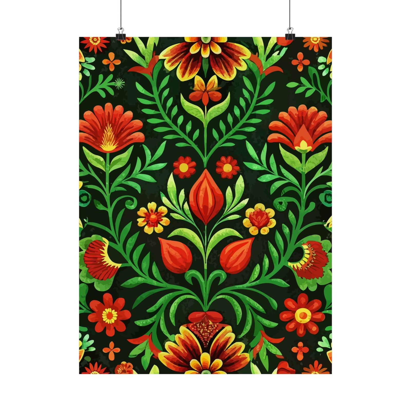 Folk Floral Pattern, Hungarian Inspired 05 - 18 in x 24 in Matte Poster