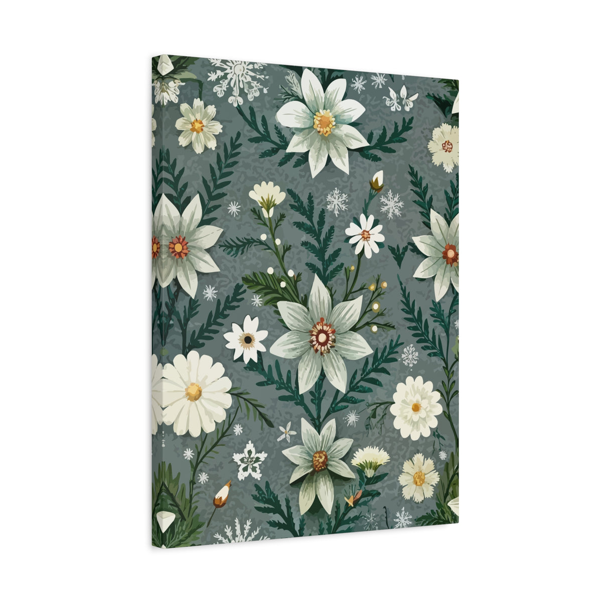 Folk Floral Pattern, Alpine Inspired 06 - 18 in x 24 in Matte Canvas, Stretched, 1.25 in
