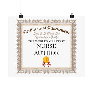 World's Greatest Nurse Author - 14 in x 11 in Matte Poster