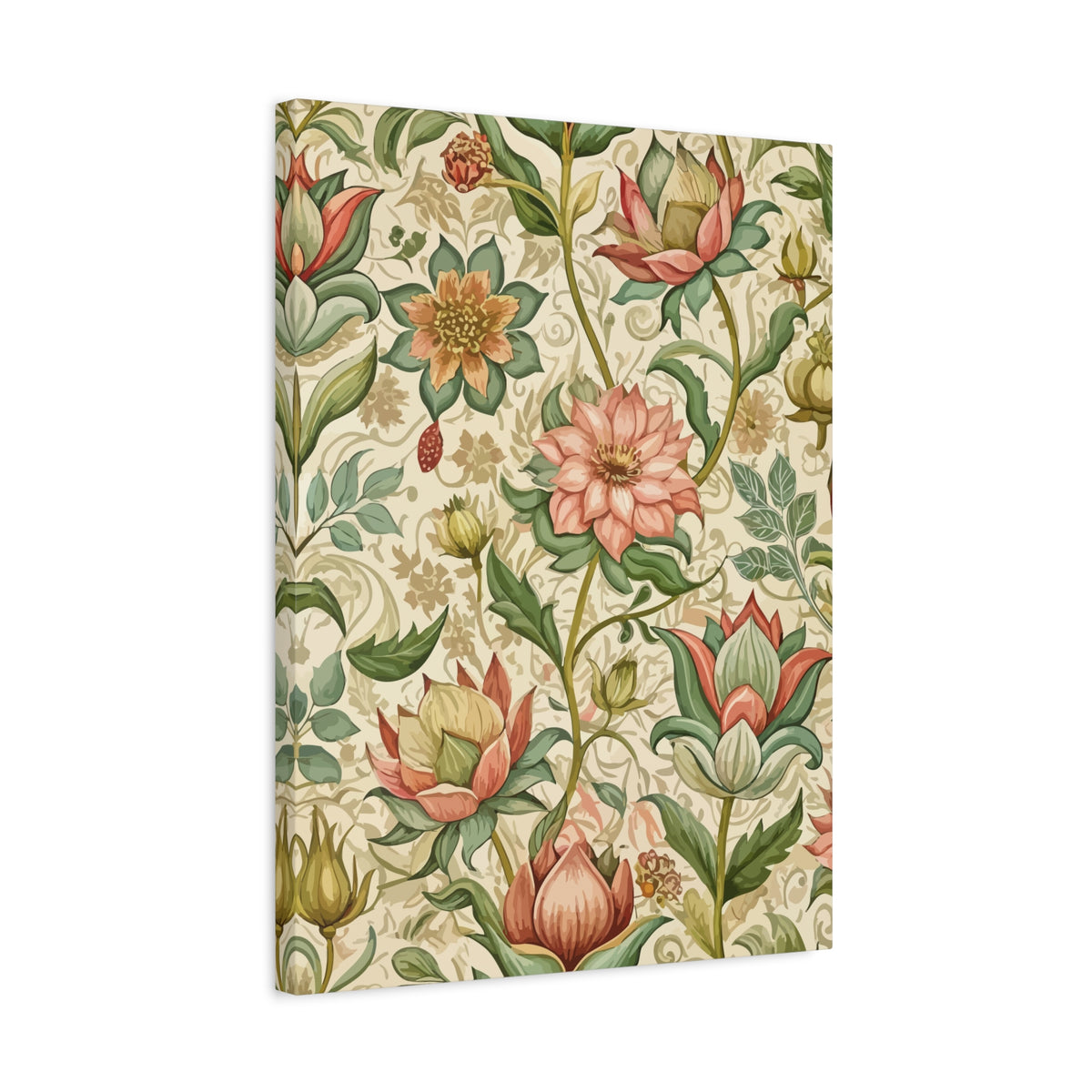 Folk Floral Pattern, Himalayan Inspired 02 - 18 in x 24 in Matte Canvas, Stretched, 1.25 in