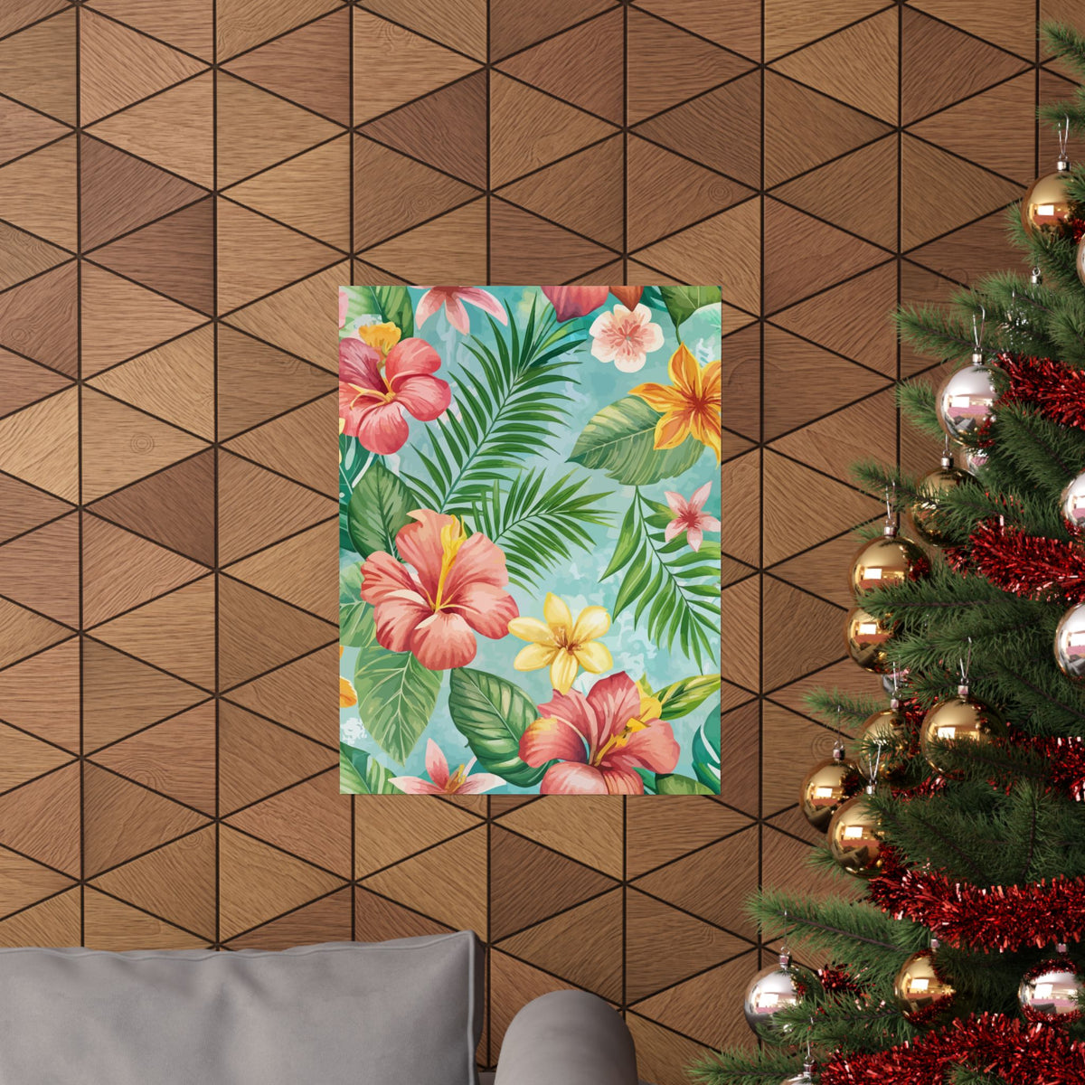Folk Floral Pattern, Hawaiian Inspired 02 - 18 in x 24 in Matte Poster