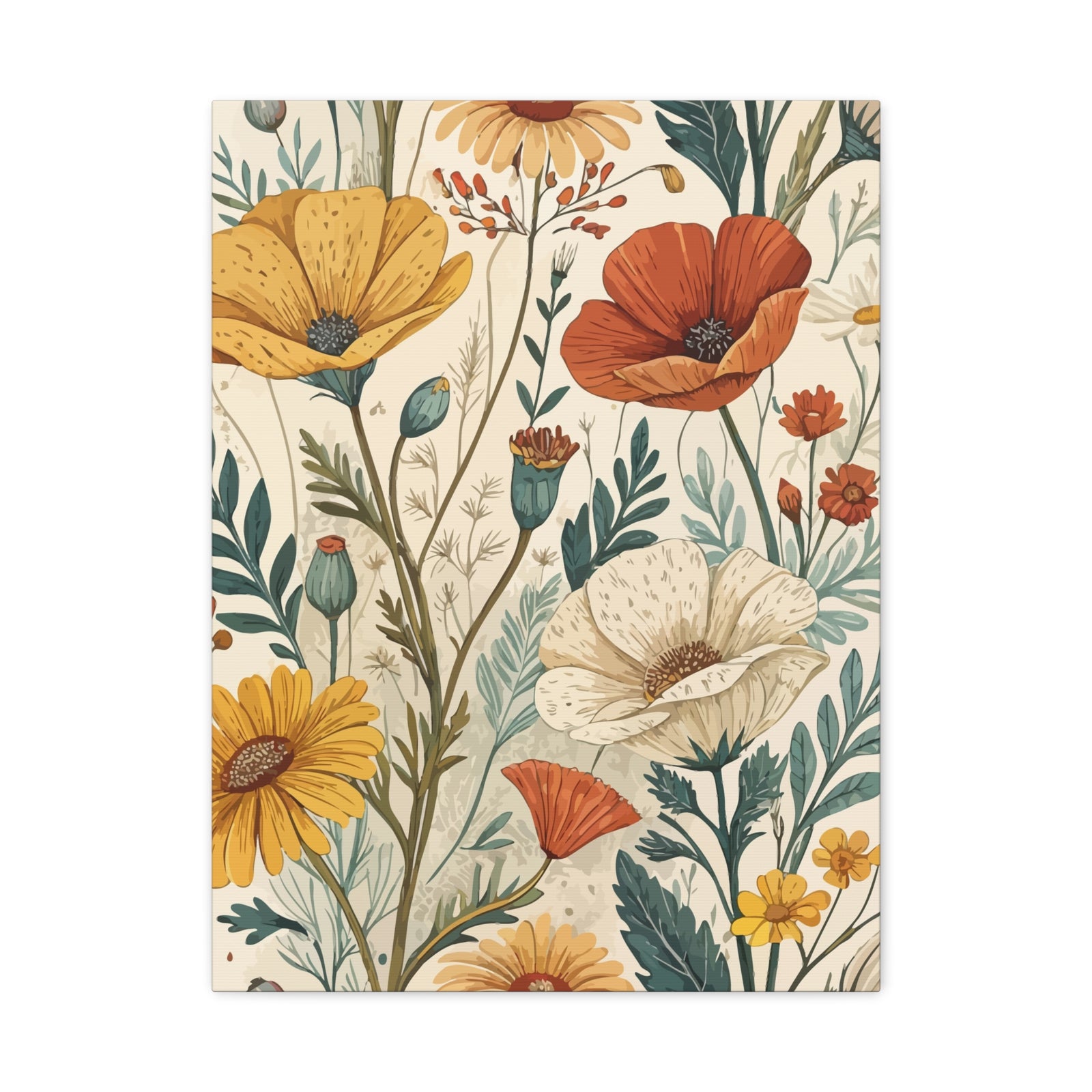 Wildflowers Pattern 170 - 18 in x 24 in Matte Canvas, Stretched, 1.25 in