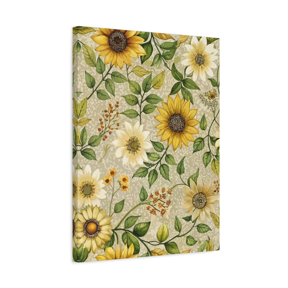Folk Floral Pattern, Appalachian Inspired 02 - 18 in x 24 in Matte Canvas, Stretched, 1.25 in