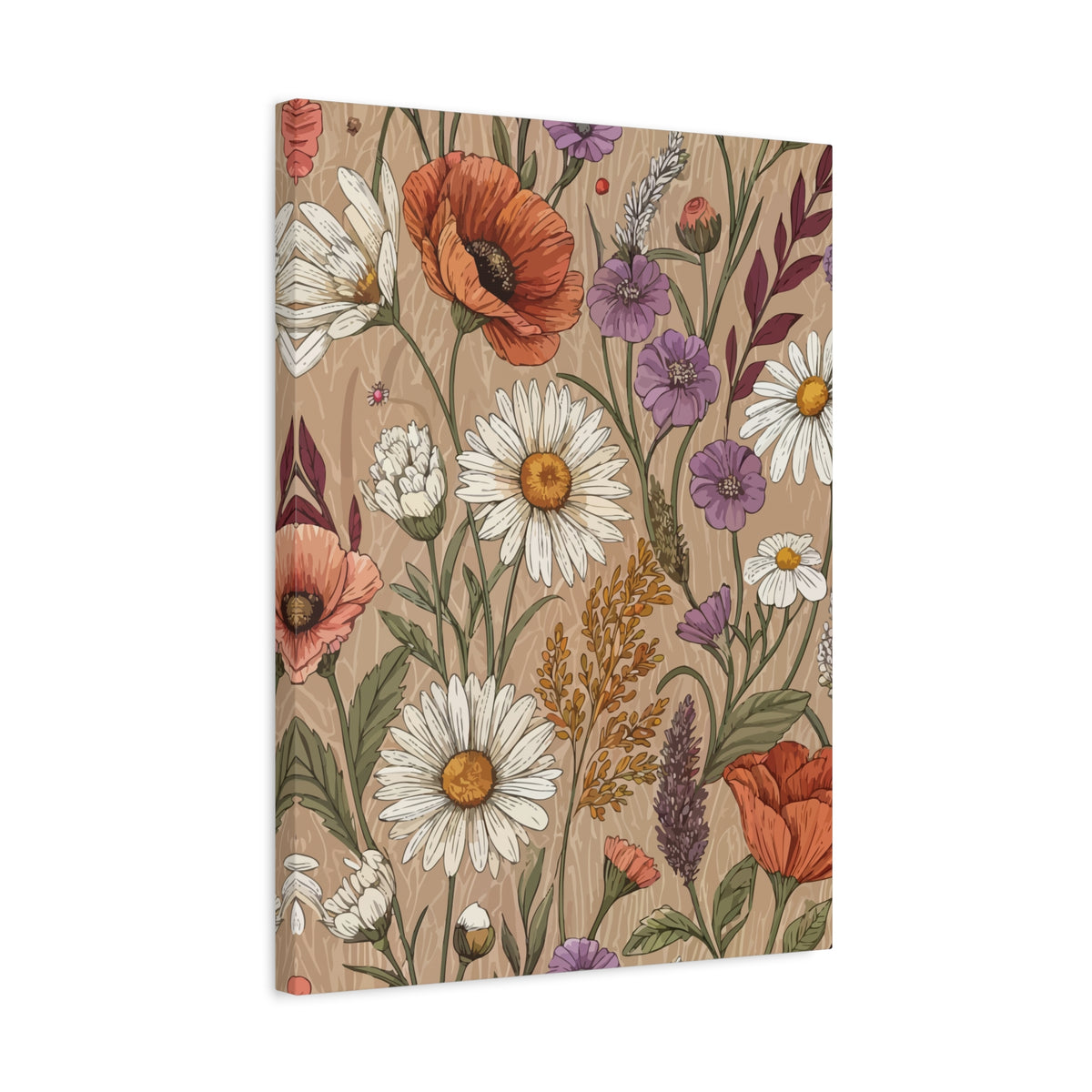 Wildflowers Pattern 095 - 18 in x 24 in Matte Canvas, Stretched, 1.25 in