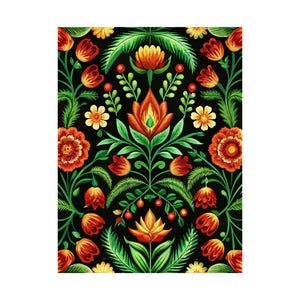 Folk Floral Pattern, Hungarian Inspired 02 - 18 in x 24 in Matte Poster