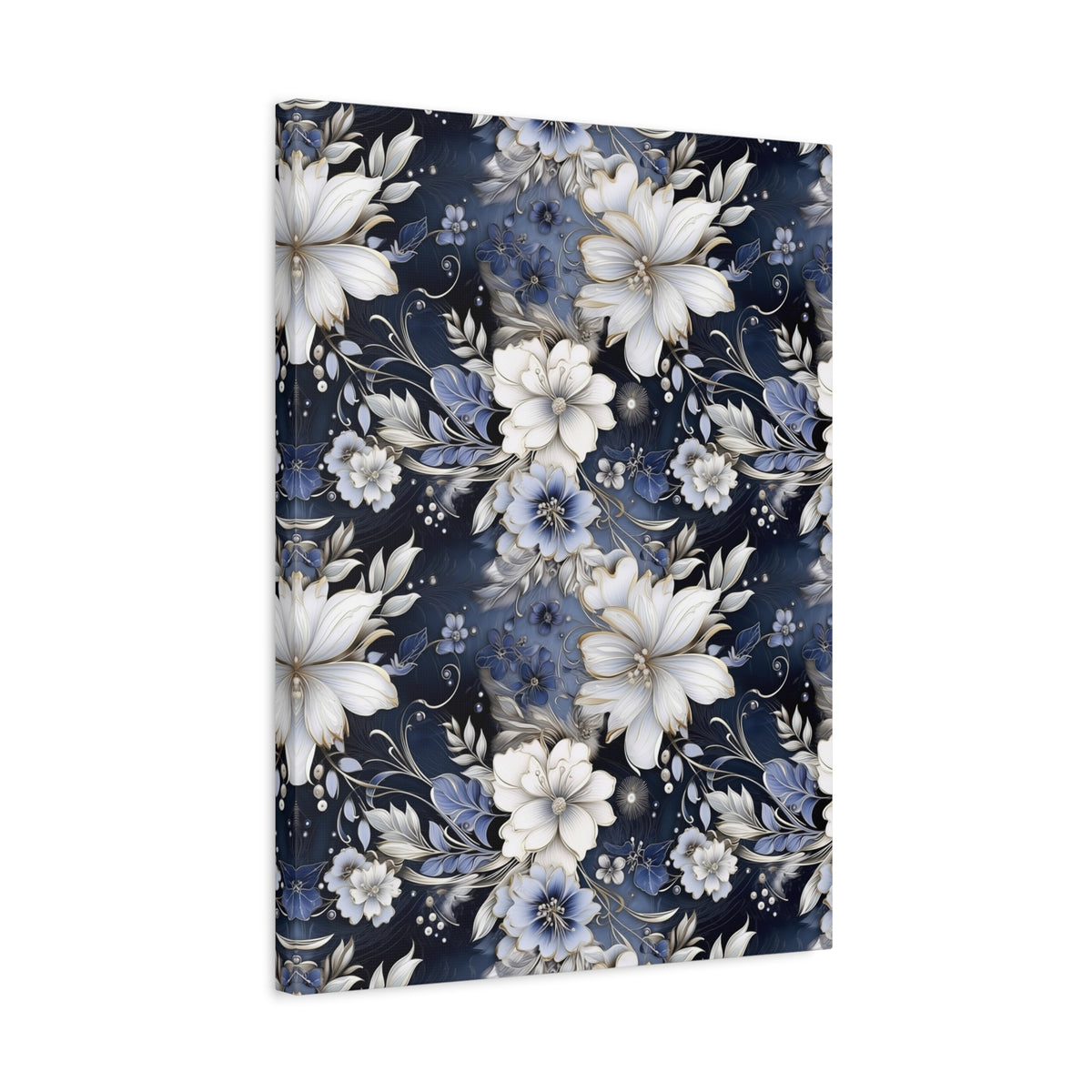Nocturnal Bloom Pattern 012 - 18 in x 24 in Matte Canvas, Stretched, 1.25 in