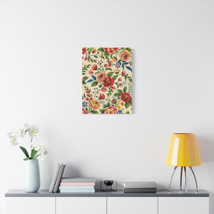 Folk Floral Pattern, Romanian Inspired 04 - 18 in x 24 in Matte Canvas, Stretched, 1.25 in