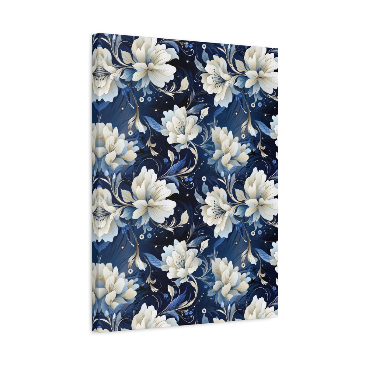 Nocturnal Bloom Pattern 011 - 18 in x 24 in Matte Canvas, Stretched, 1.25 in