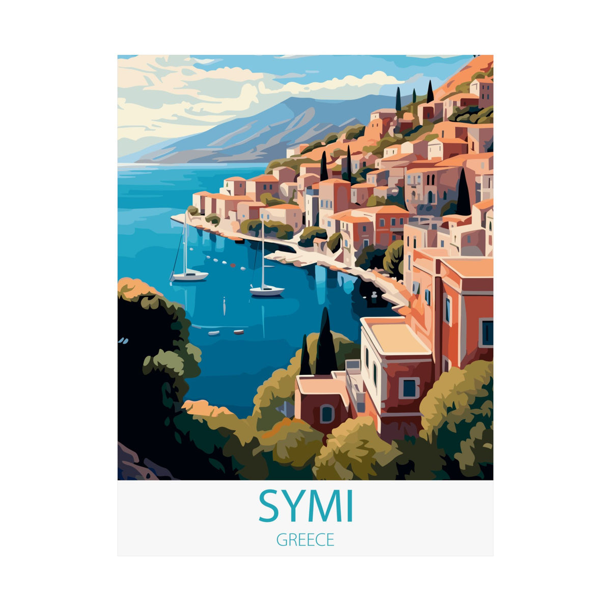 Famous Travel Destinations - Symi, Greece - 18 in x 24 in Matte Poster