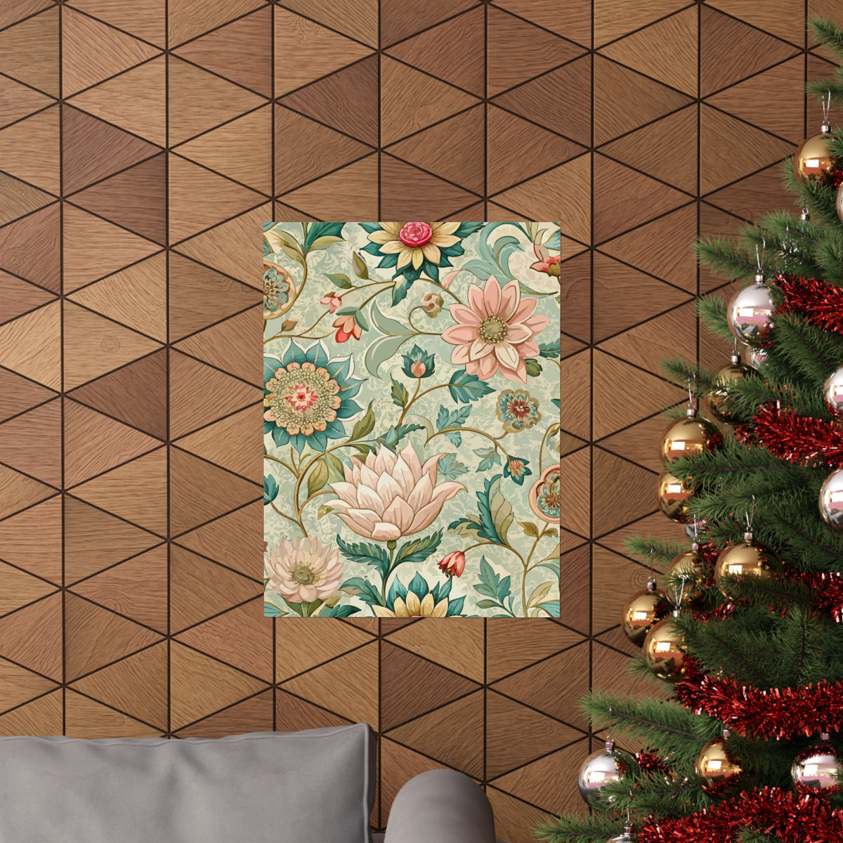 Folk Floral Pattern, Burmese Inspired 01 - 18 in x 24 in Matte Poster