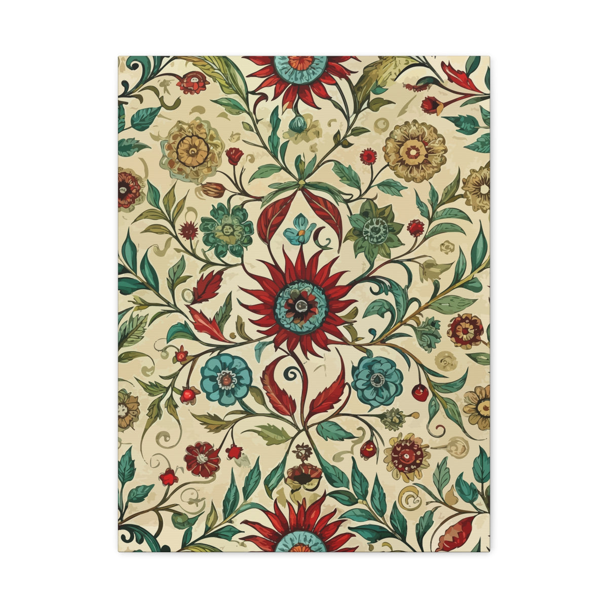 Folk Floral Pattern, Uzbek Inspired 02 - 18 in x 24 in Matte Canvas, Stretched, 1.25 in