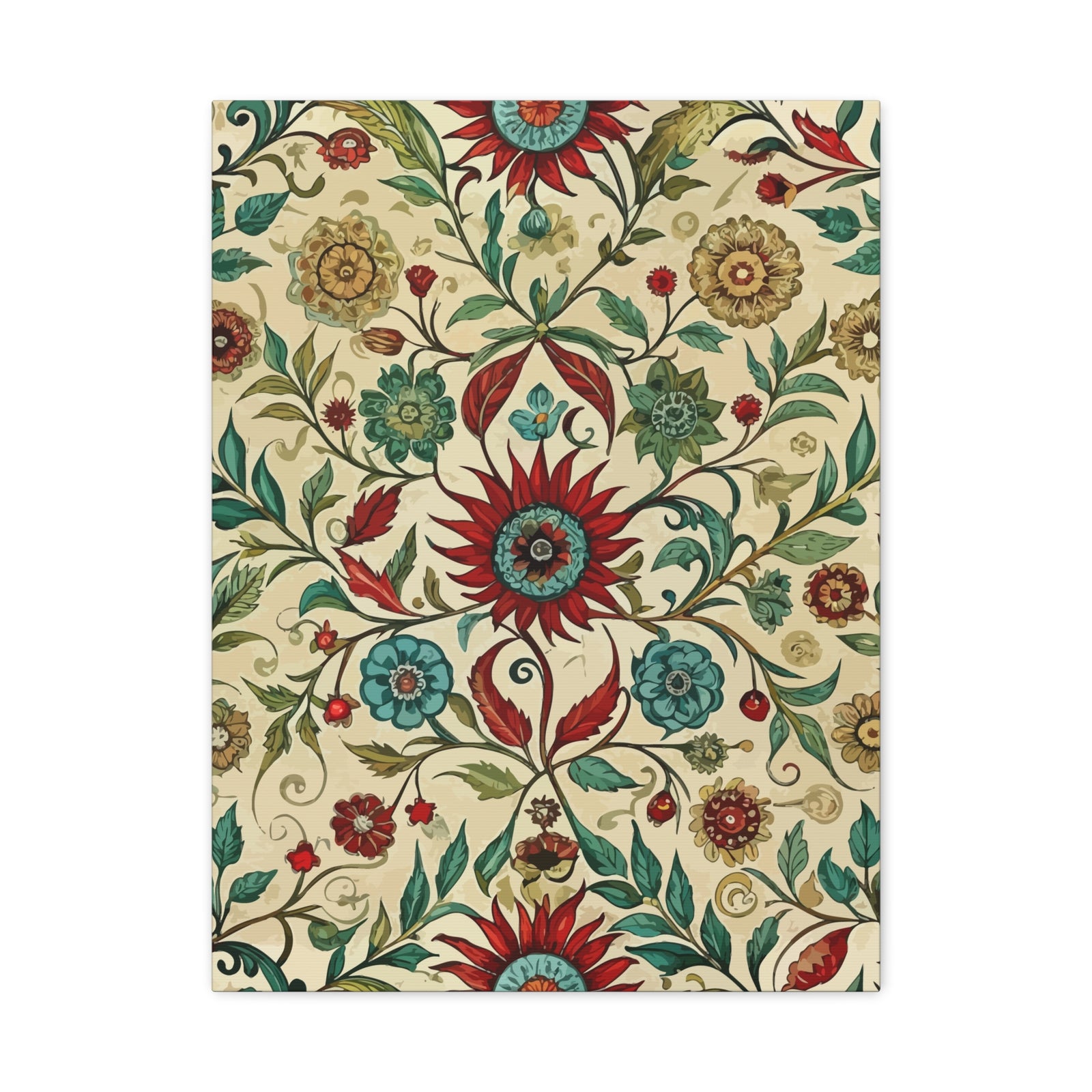 Folk Floral Pattern, Uzbek Inspired 02 - 18 in x 24 in Matte Canvas, Stretched, 1.25 in
