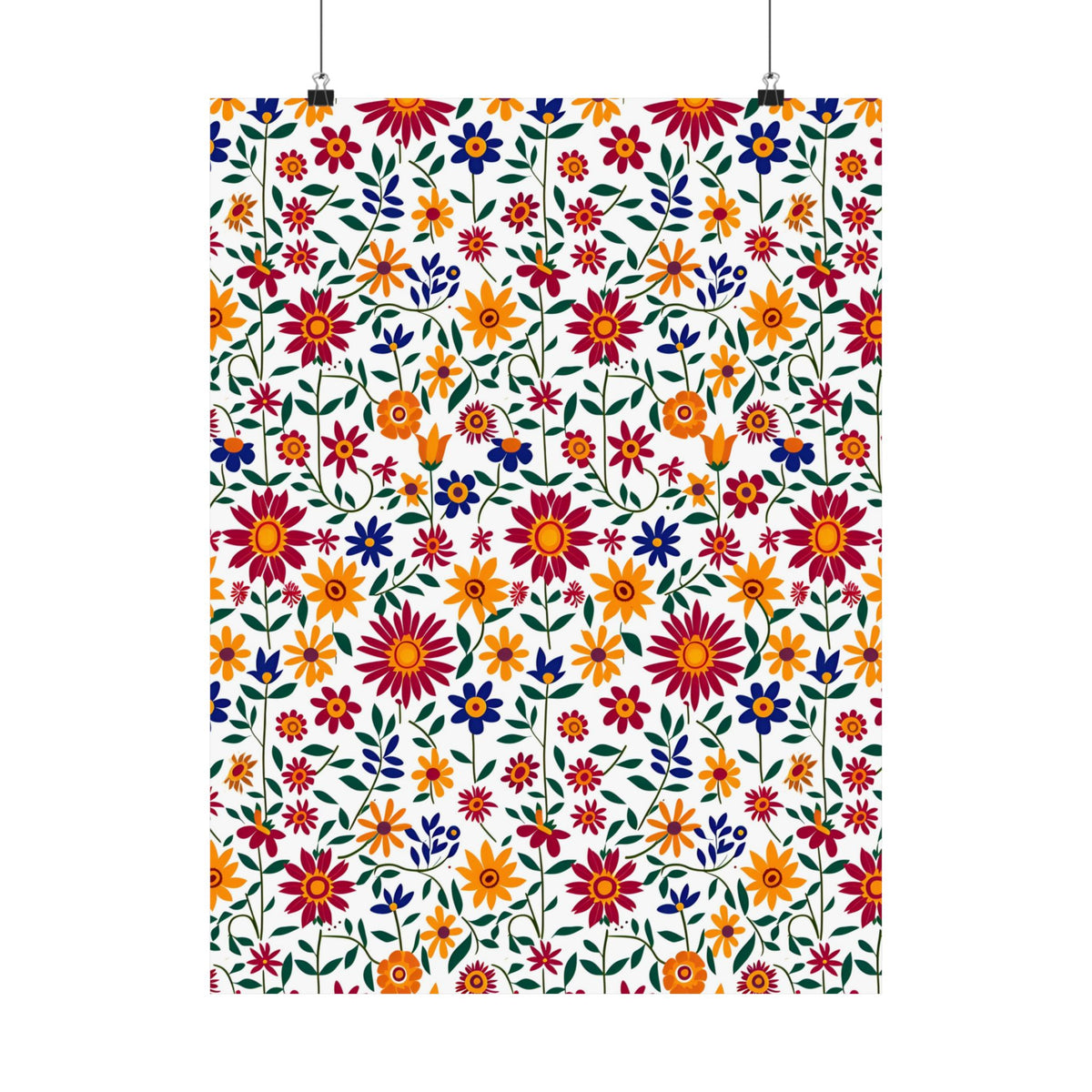 Mexican Floral Fiesta Pattern 017 - 18 in x 24 in Matte Poster