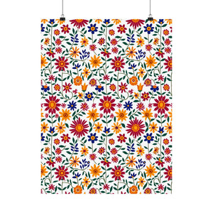 Mexican Floral Fiesta Pattern 017 - 18 in x 24 in Matte Poster