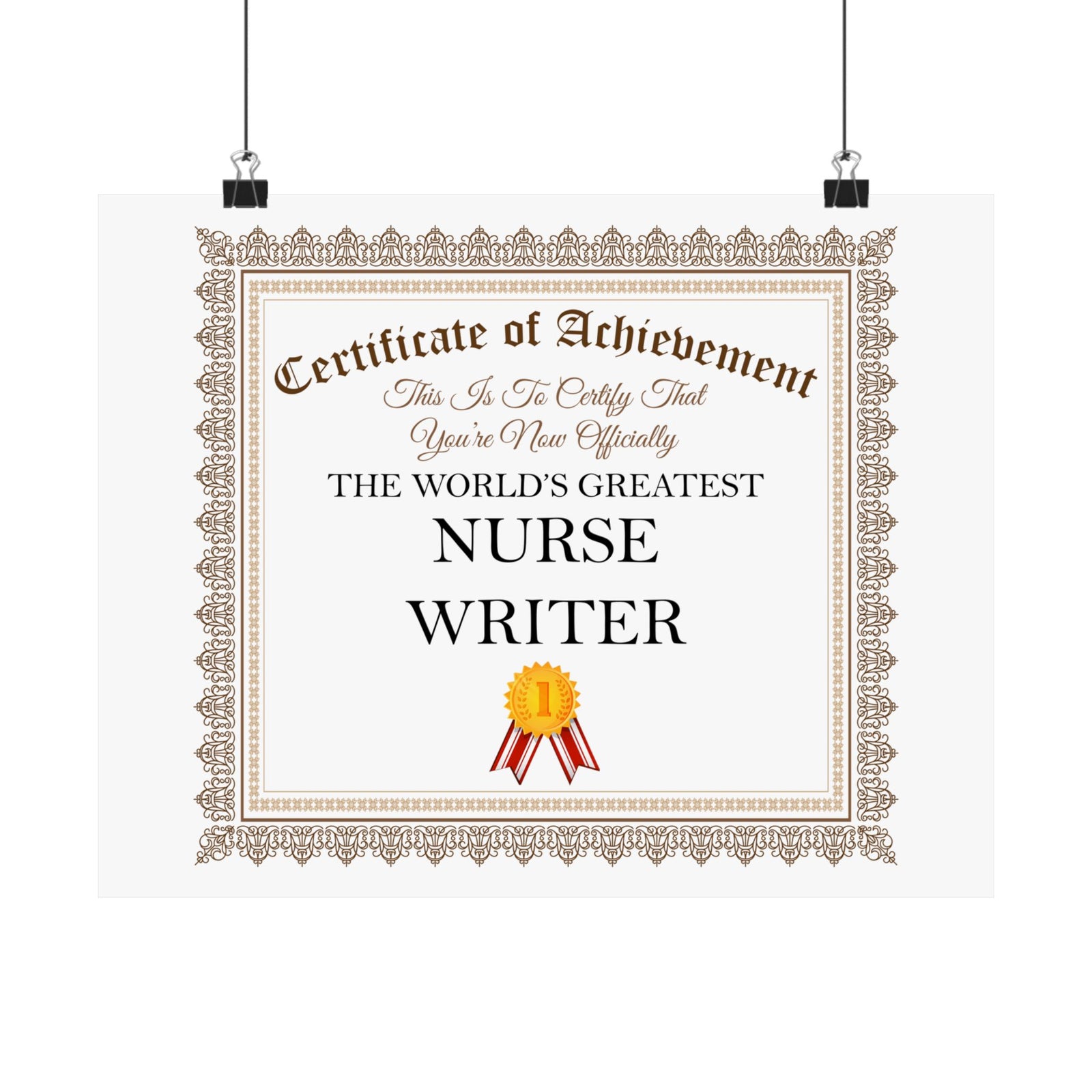 World's Greatest Nurse Writer - 14 in x 11 in Matte Poster
