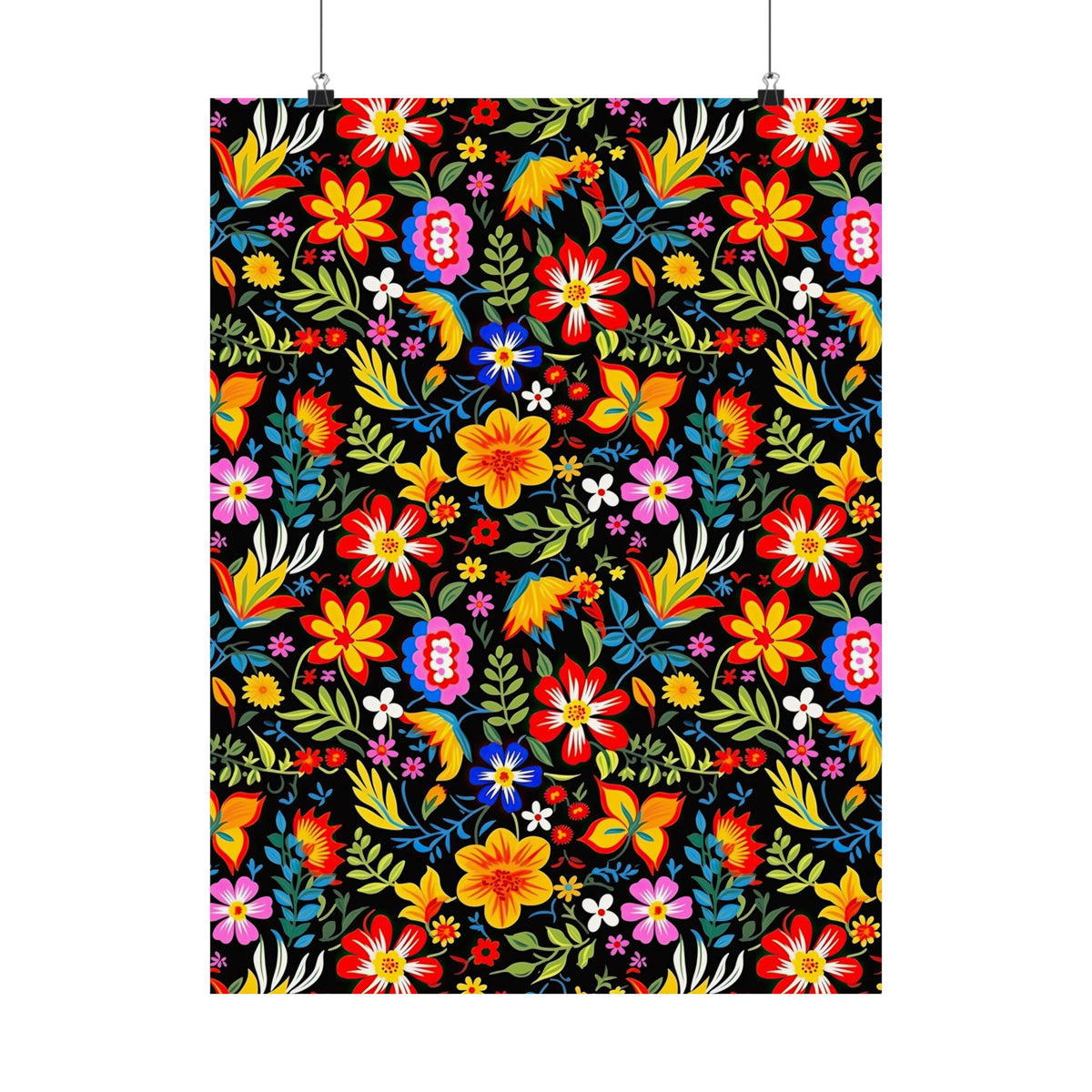 Mexican Floral Fiesta Pattern 037 - 18 in x 24 in Matte Poster