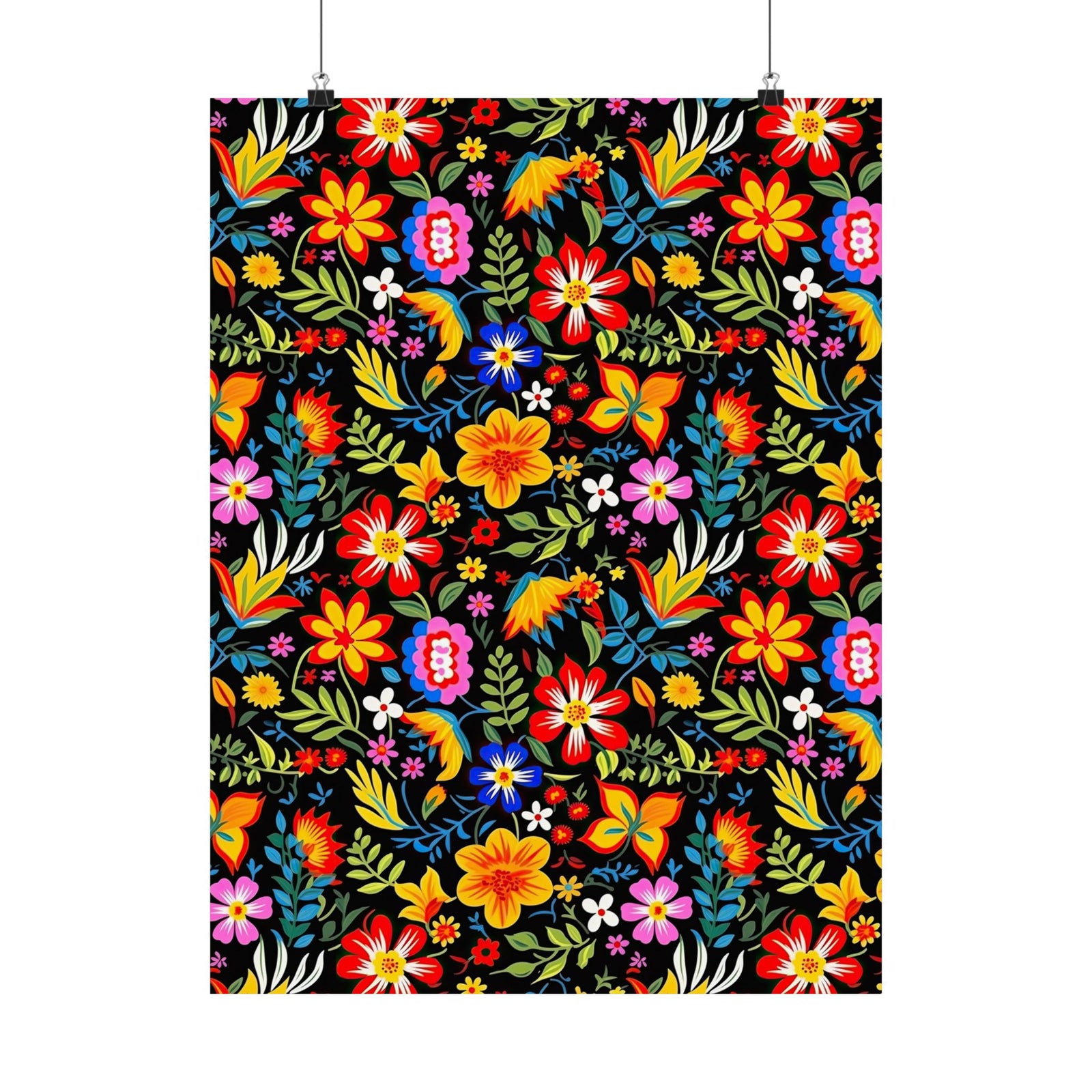 Mexican Floral Fiesta Pattern 037 - 18 in x 24 in Matte Poster