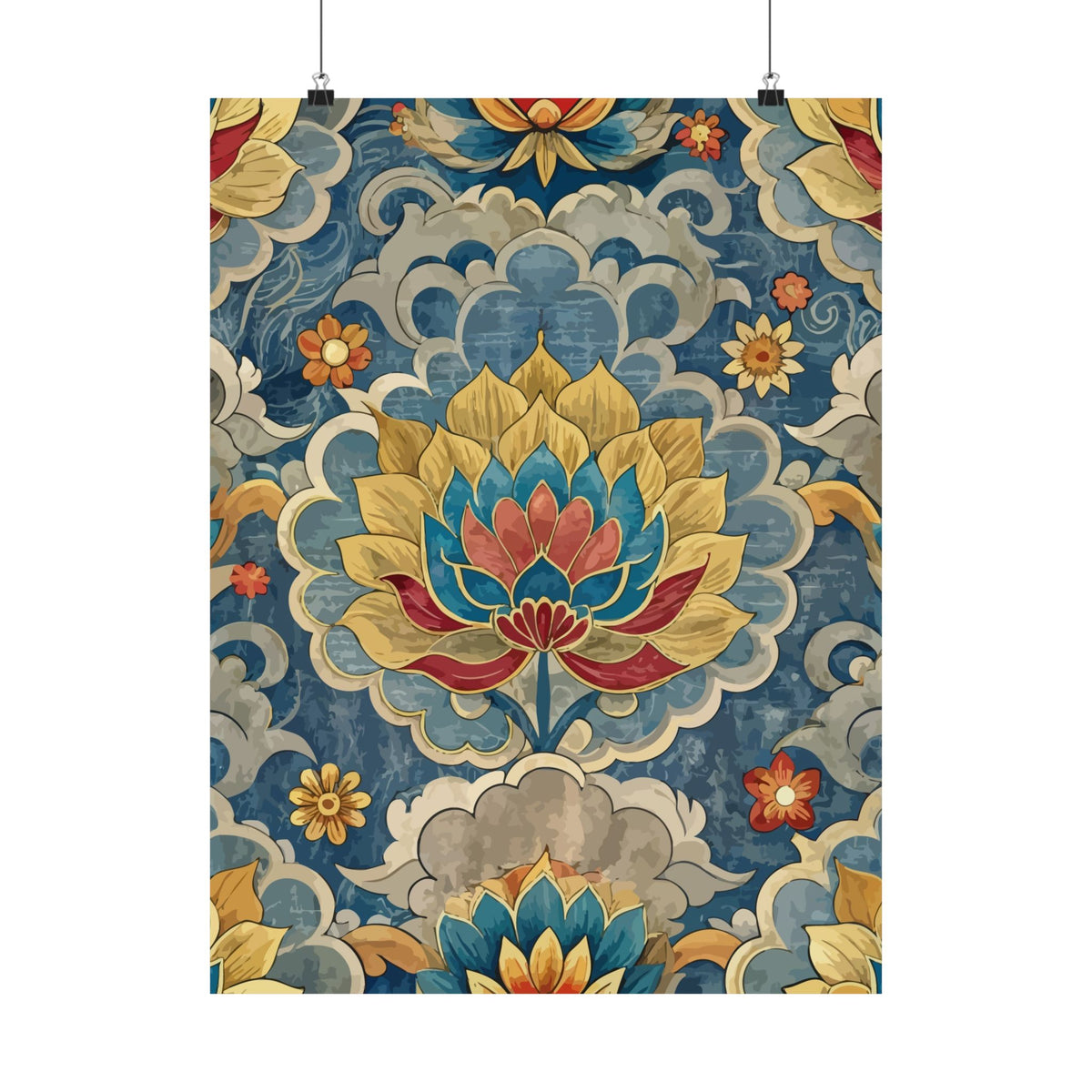 Folk Floral Pattern, Tibetan Inspired 02 - 18 in x 24 in Matte Poster