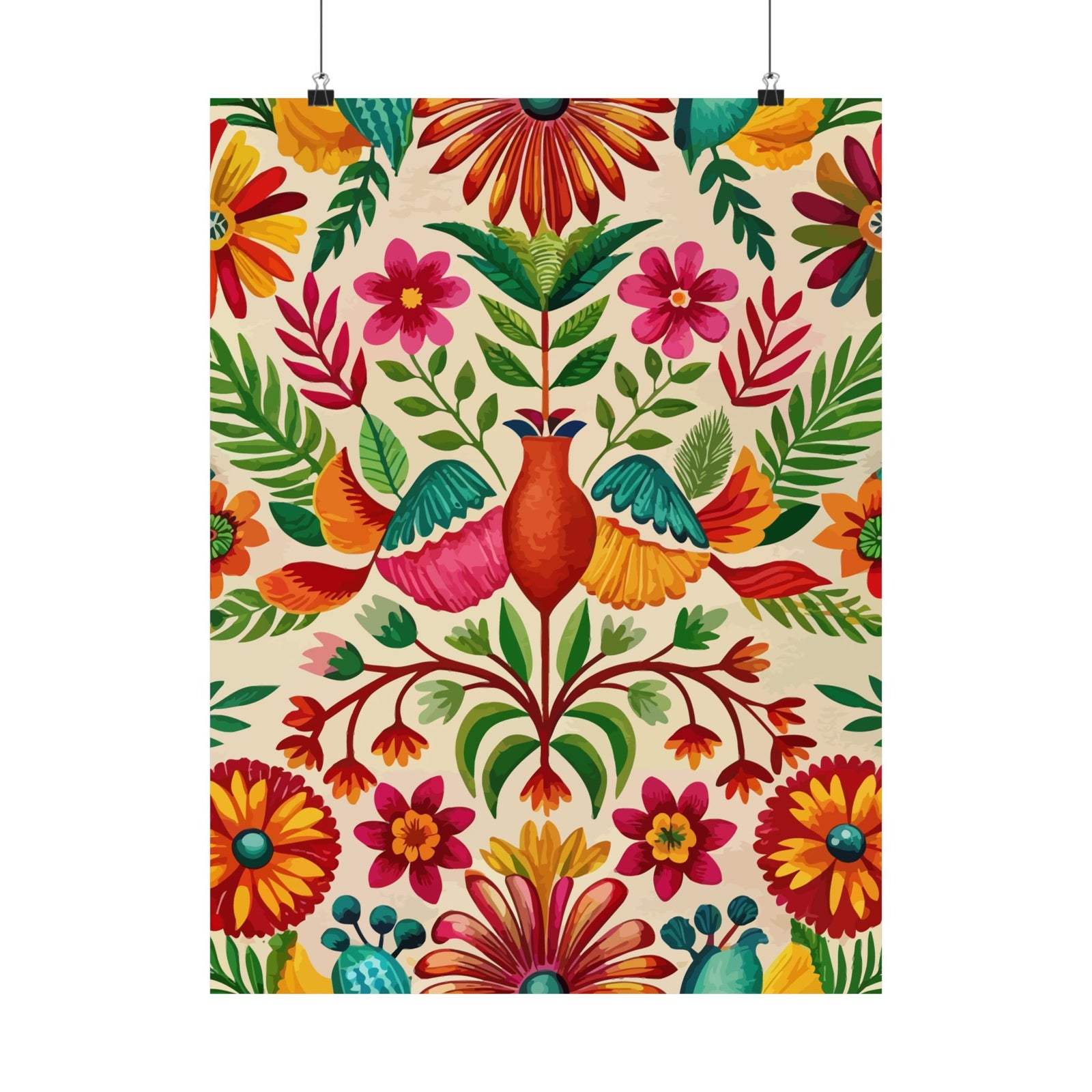 Folk Floral Pattern, Mexican Inspired 03 - 18 in x 24 in Matte Poster