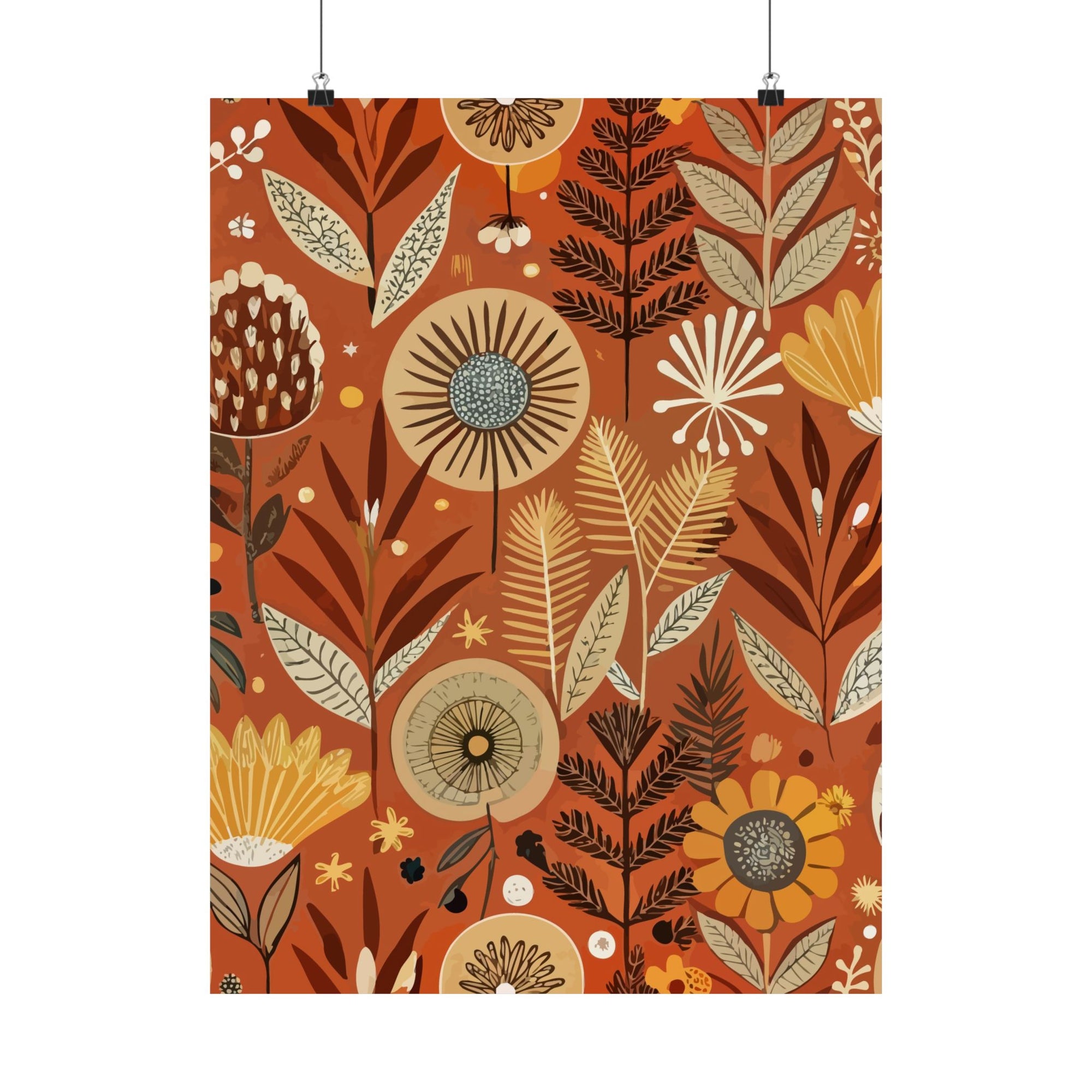 Folk Floral Pattern, African Inspired 02 - 18 in x 24 in Matte Poster