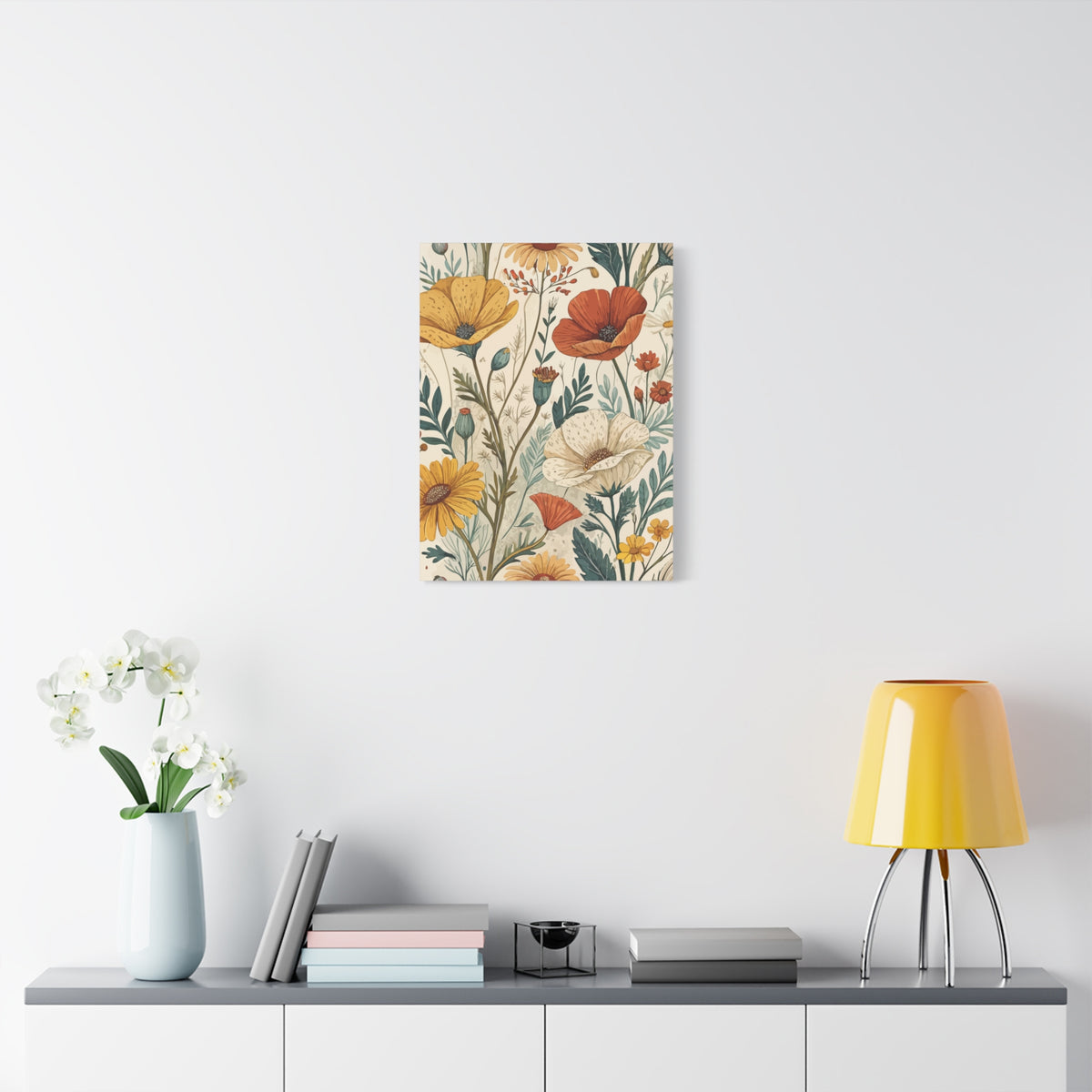 Wildflowers Pattern 170 - 18 in x 24 in Matte Canvas, Stretched, 1.25 in