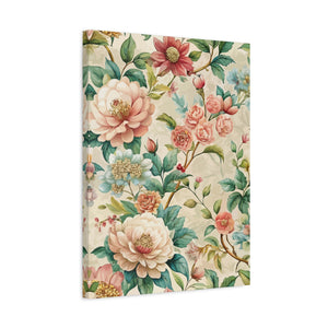 Folk Floral Pattern, Chinese Inspired 02 - 18 in x 24 in Matte Canvas, Stretched, 1.25 in