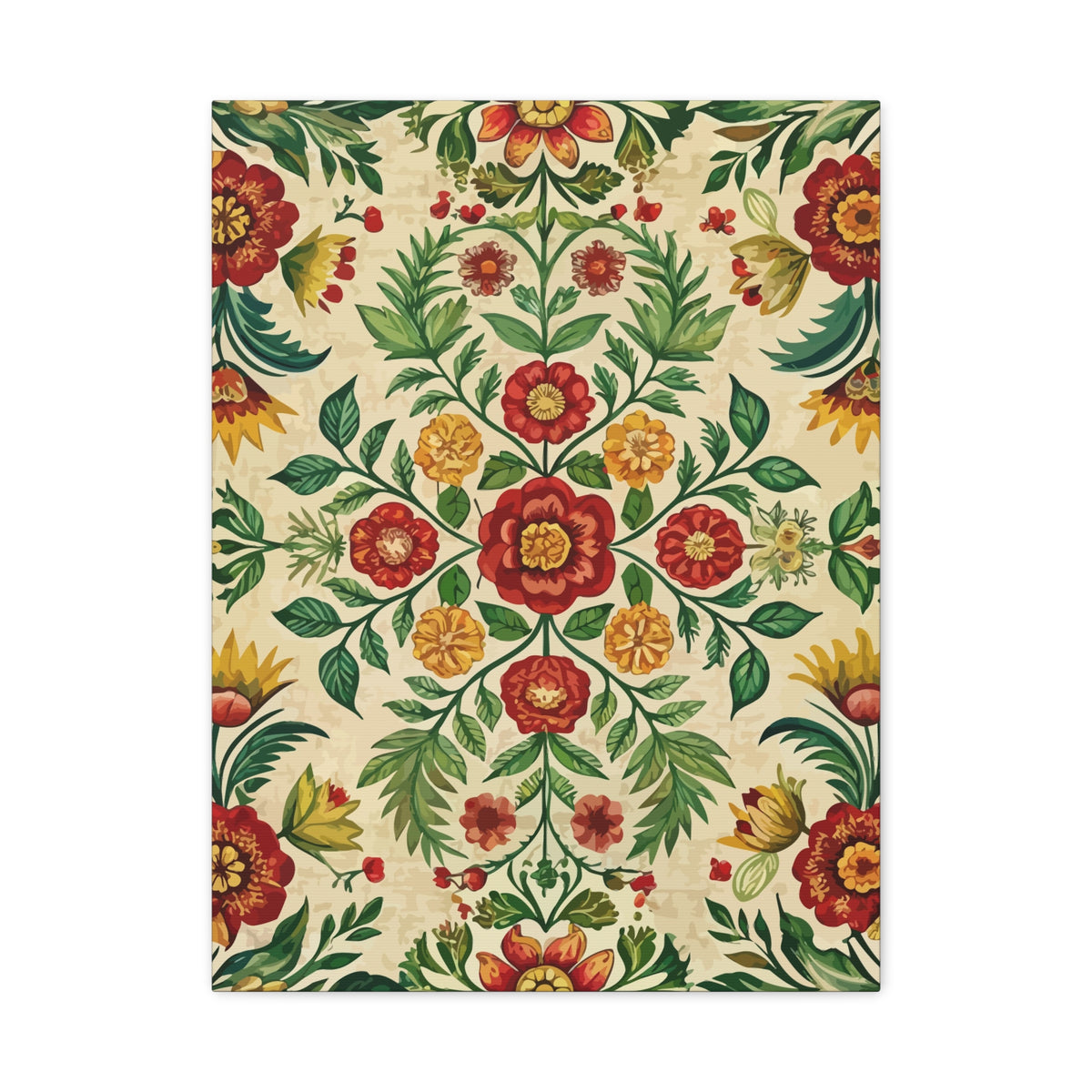 Folk Floral Pattern, Romanian Inspired 05 - 18 in x 24 in Matte Canvas, Stretched, 1.25 in