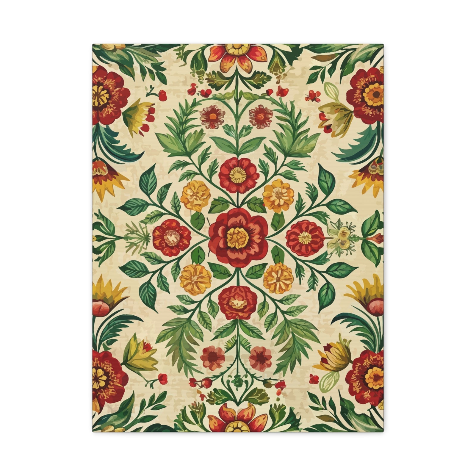 Folk Floral Pattern, Romanian Inspired 05 - 18 in x 24 in Matte Canvas, Stretched, 1.25 in