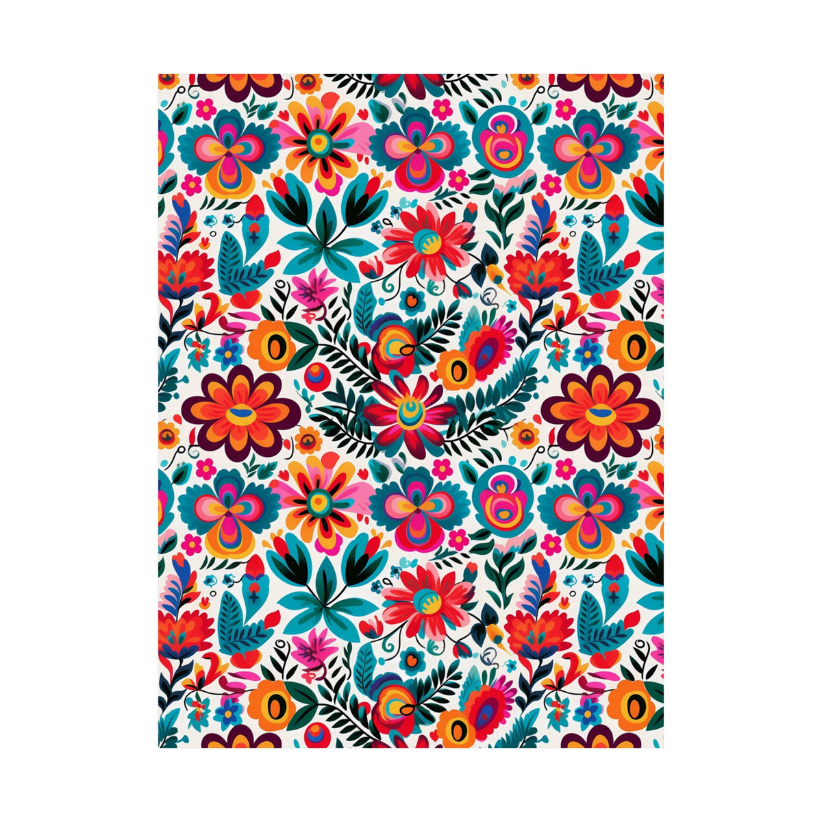Mexican Floral Fiesta Pattern 051 - 18 in x 24 in Matte Poster