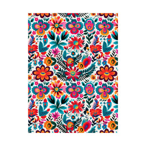 Mexican Floral Fiesta Pattern 051 - 18 in x 24 in Matte Poster