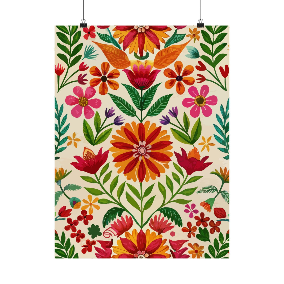 Folk Floral Pattern, Mexican Inspired 04 - 18 in x 24 in Matte Poster