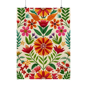 Folk Floral Pattern, Mexican Inspired 04 - 18 in x 24 in Matte Poster